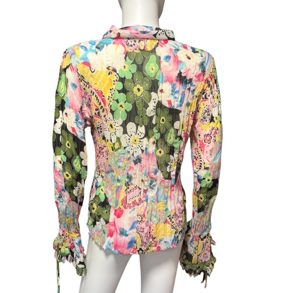 Lillie Rubin vintage silk blend floral shirt - size M - Picture 3 of 5